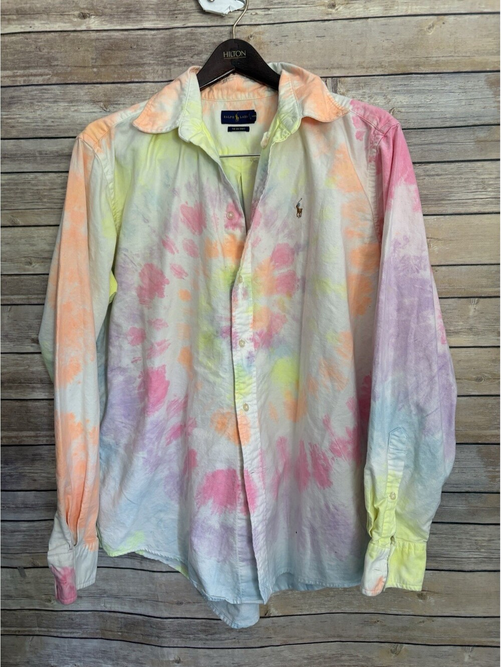 Polo Ralph Lauren The Big Shirt Mens Button Down Long Sleeve Tie Dye Size M